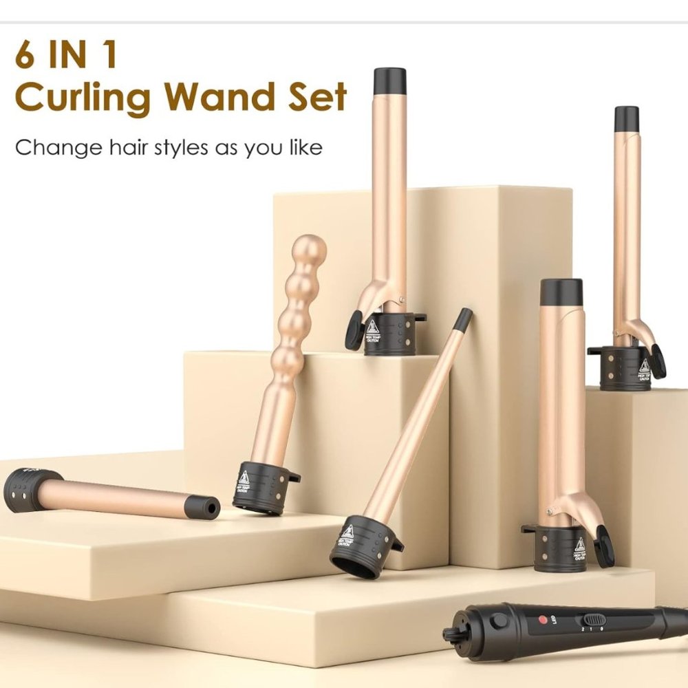 PROFESSIONAL 6 IN 1 CURLING WAND SET